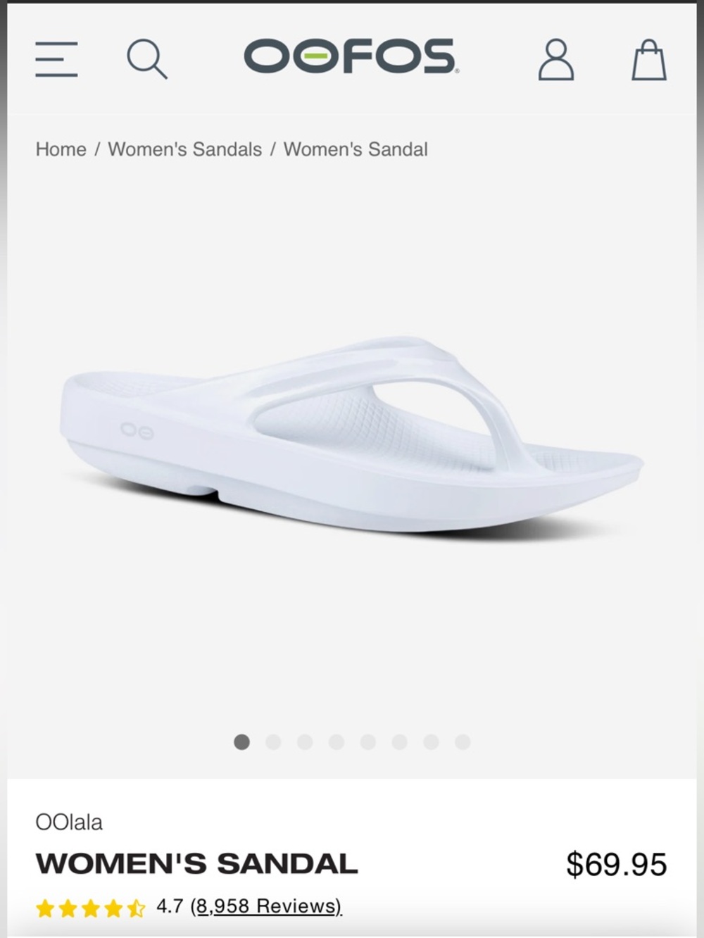 OOFOS Women's OOlala Sandal - White